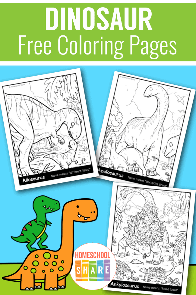 Free dinosaur coloring pages for kids