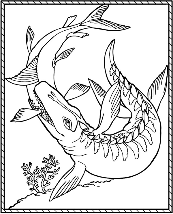 Mosasaurus dinosaur coloring page