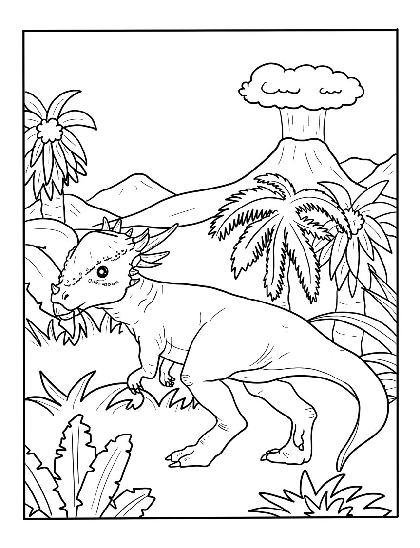 Realistic dinosaur coloring pages pachycephalosaurus