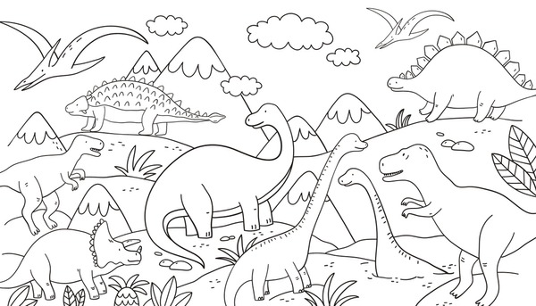 Dinosaurs coloring art royalty