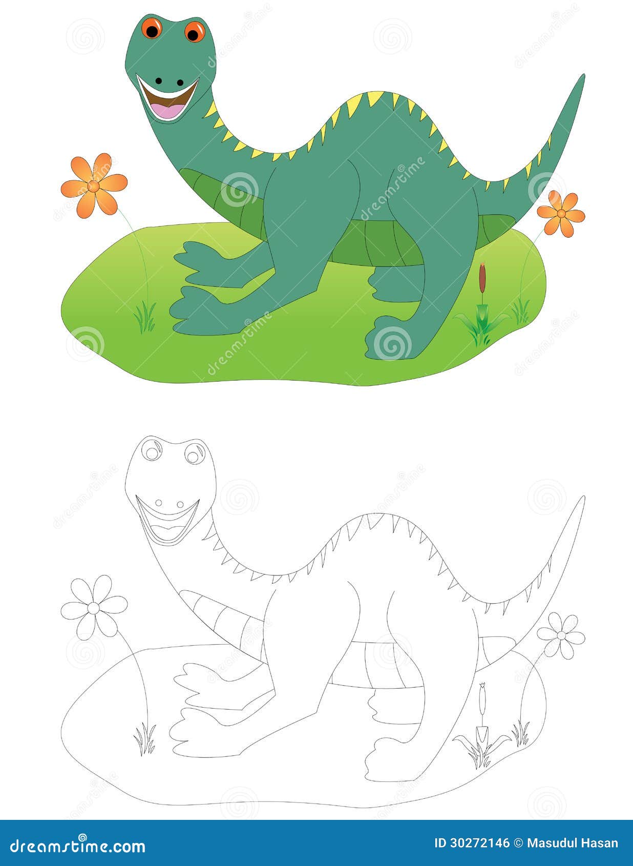 D for dinosaur stock vector illustration of kids cartoon