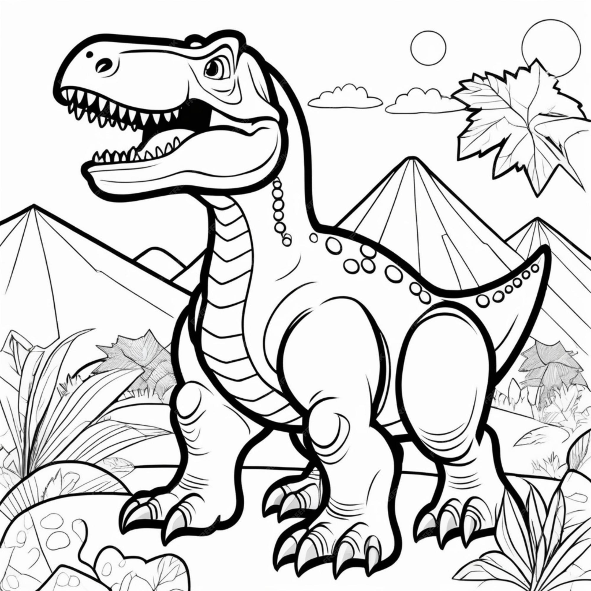Pãgina para colorir de dinossauro para impressão para crianãas foto premium