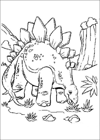 Stegosaurus is eating the grass coloring page free printable coloring pages