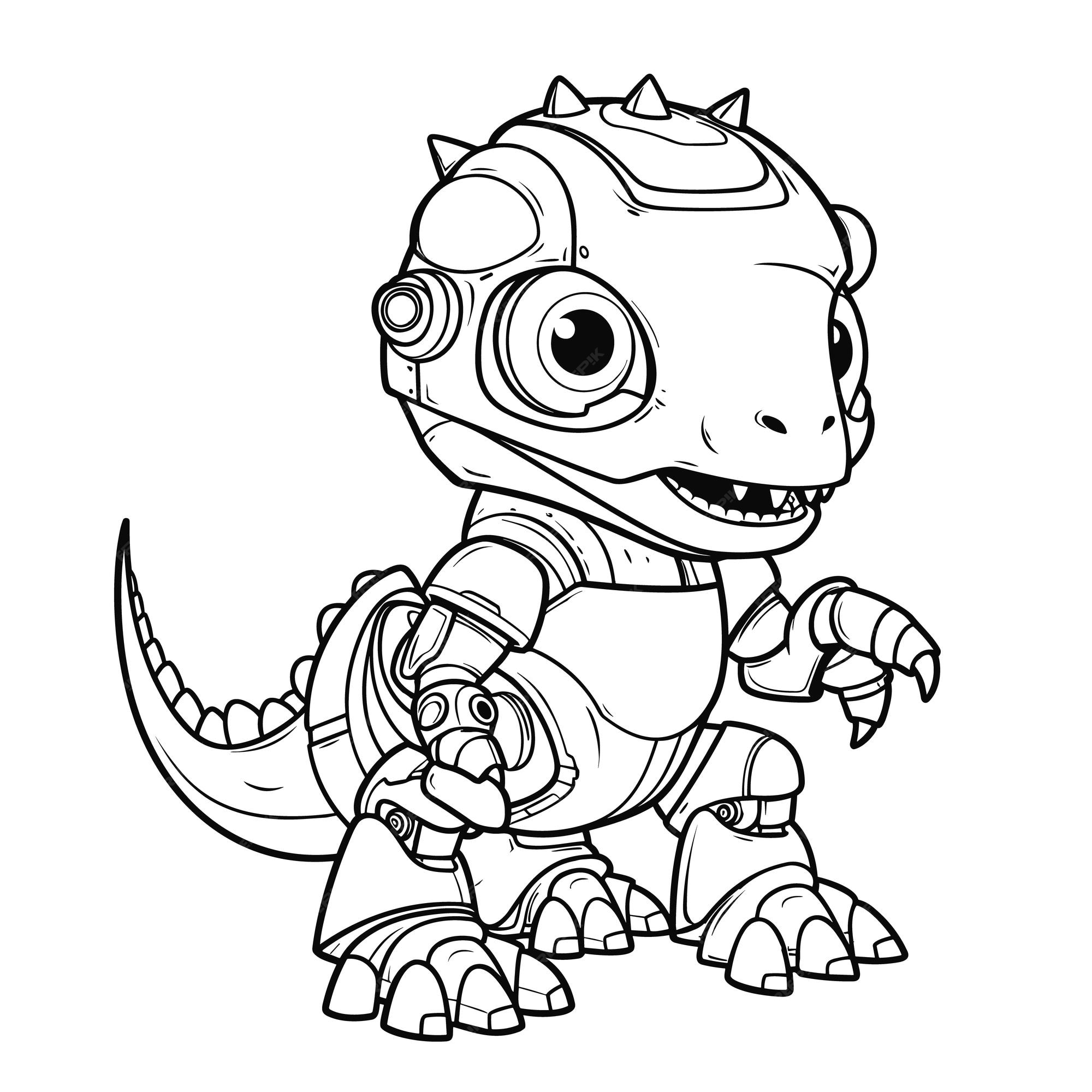 Premium vector robot dinosaur coloring pages for kid