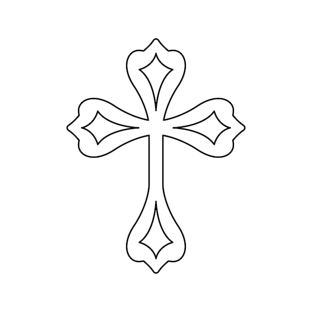 Premium vector coloring page with christian cross for kids