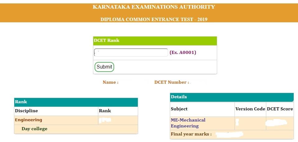 Karnataka dcet result rank and score card published