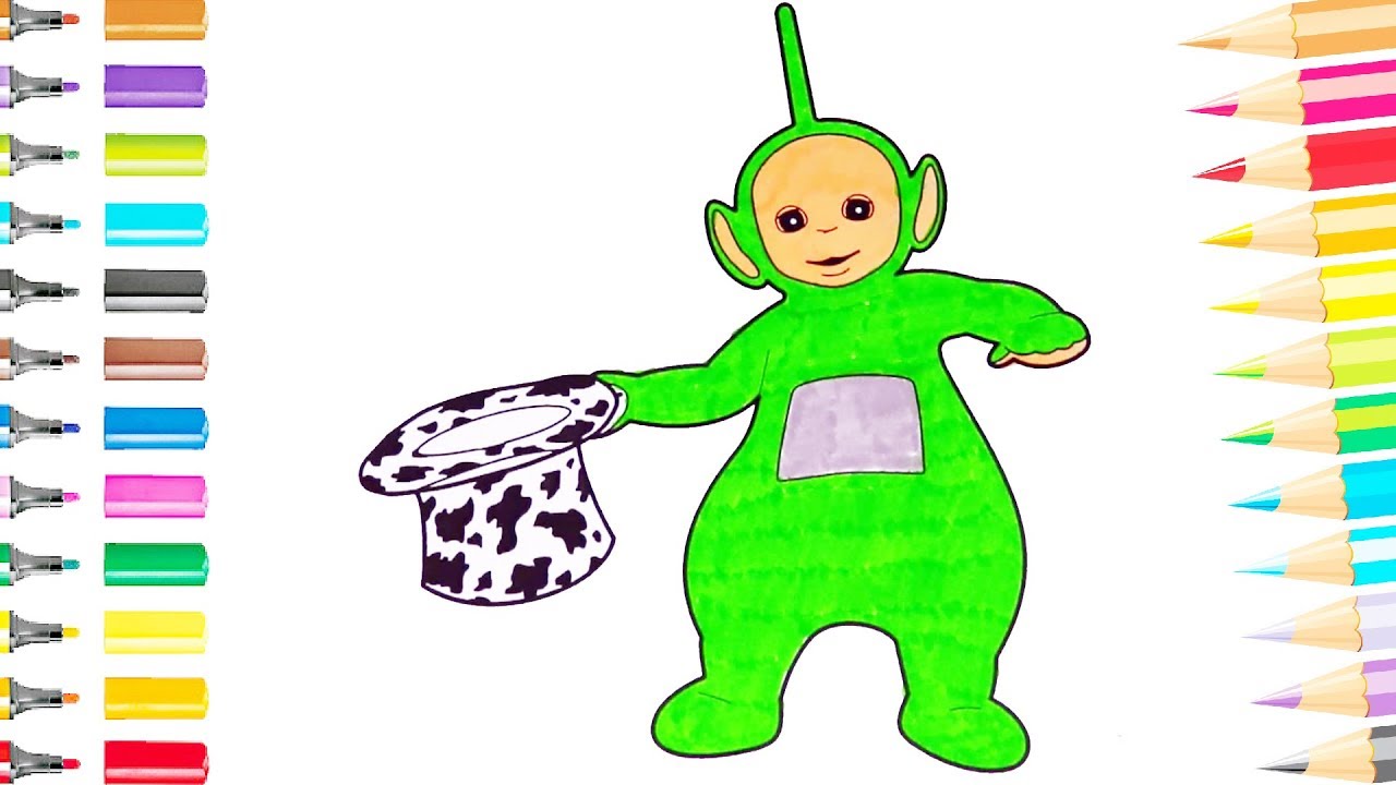 Teletubbies dipsy with hat colouring teletubbies fun coloring pages for kids