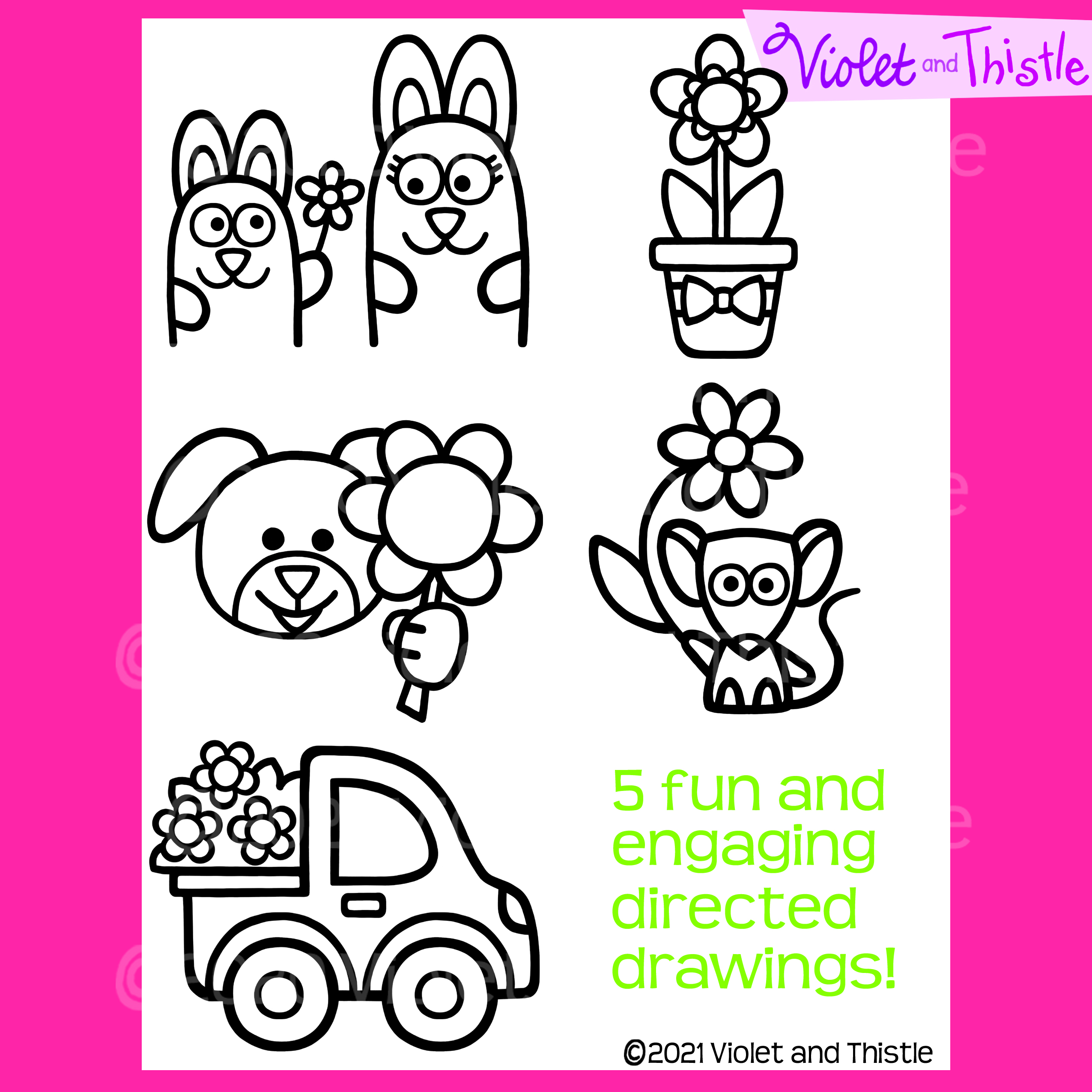 Directed drawing mother day flower bunny spring mom writing learn how to draw step by step guide made by teachers