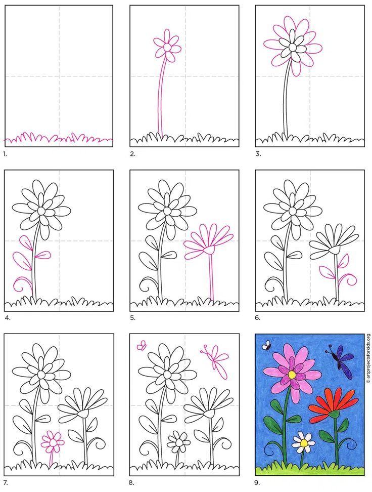 Easy how to draw flowers tutorial video and flowers coloring page flower drawing flower drawing tutorials flower art drawing