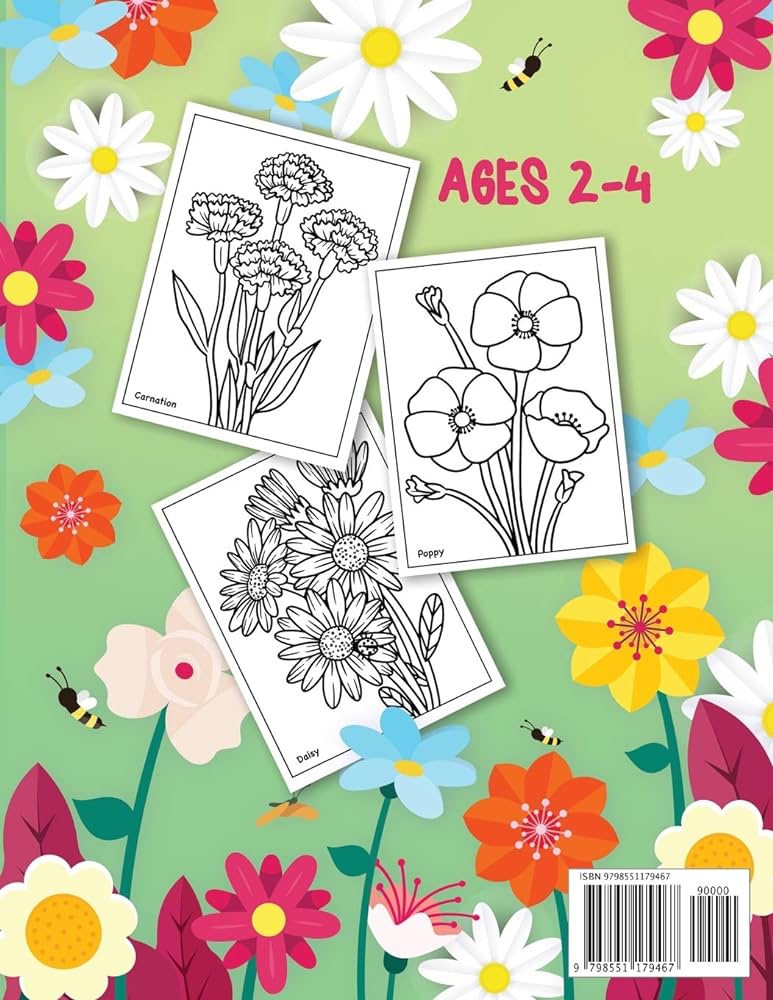 Flower coloring book for toddlers big simple fun designs of real flowers for kids ages