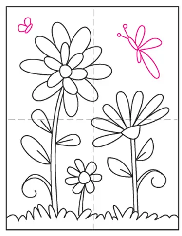 Easy how to draw flowers tutorial video flowers coloring page