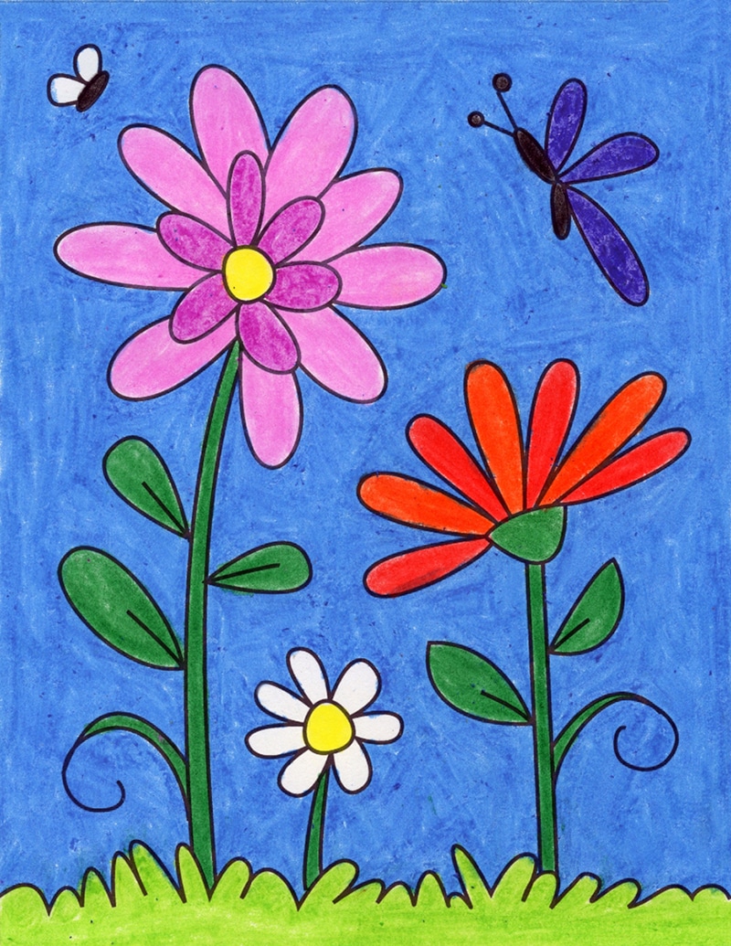 Easy how to draw flowers tutorial video flowers coloring page