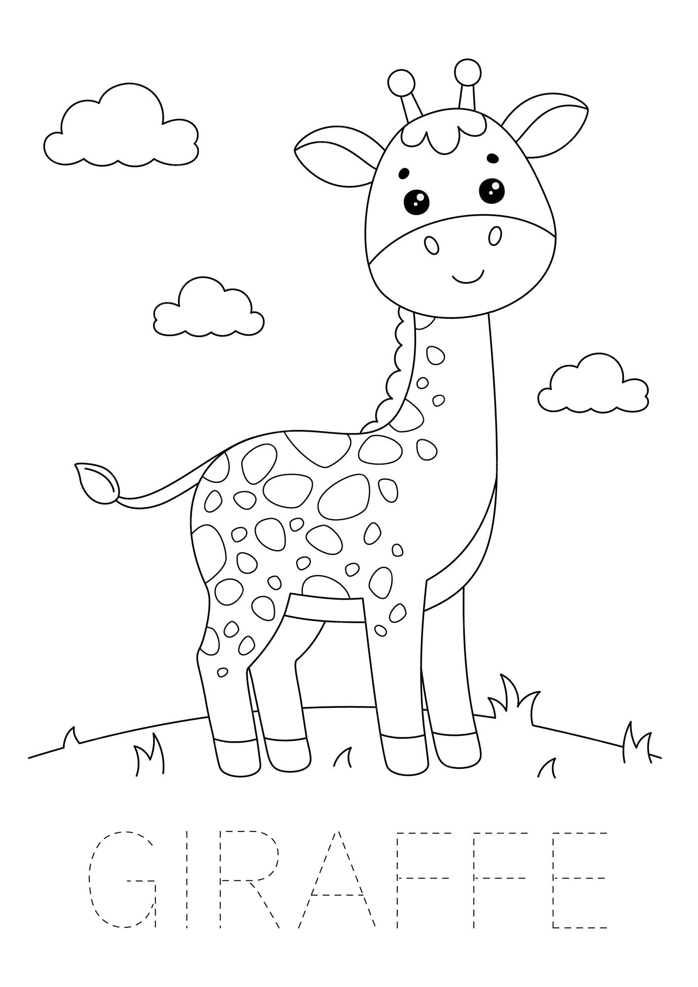 Premium vector giraffe coloring page animals sketch cute giraffe coloring page animal vector design