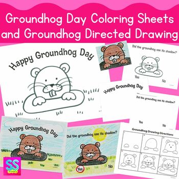 Groundhog day coloring sheets and groundhog day directed drawing by ss primary