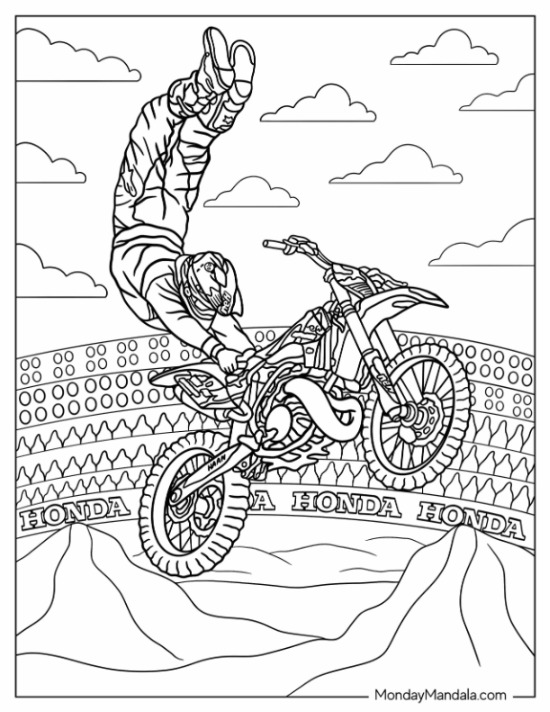 Dirt bike coloring pages free pdf printables