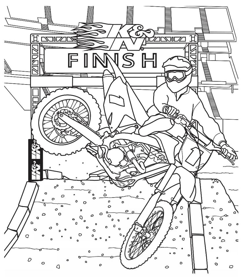 Motocross dirt bike coloring page