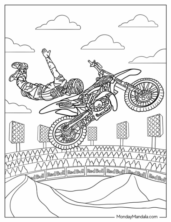 Dirt bike coloring pages free pdf printables