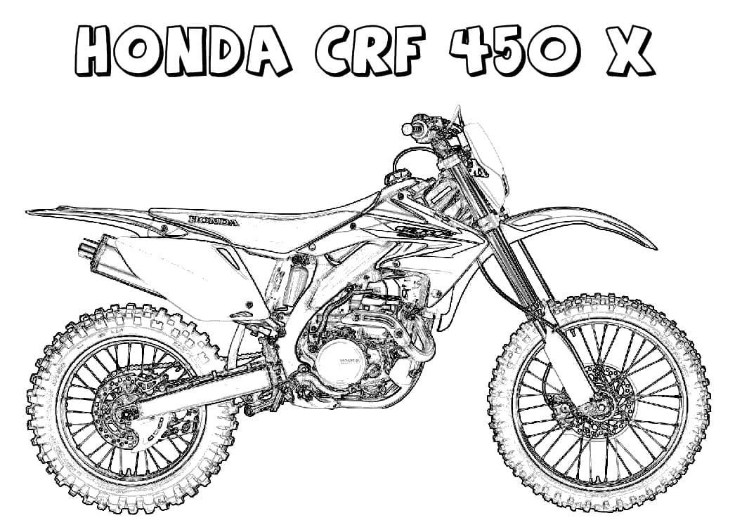 Honda crf x dirt bike coloring page