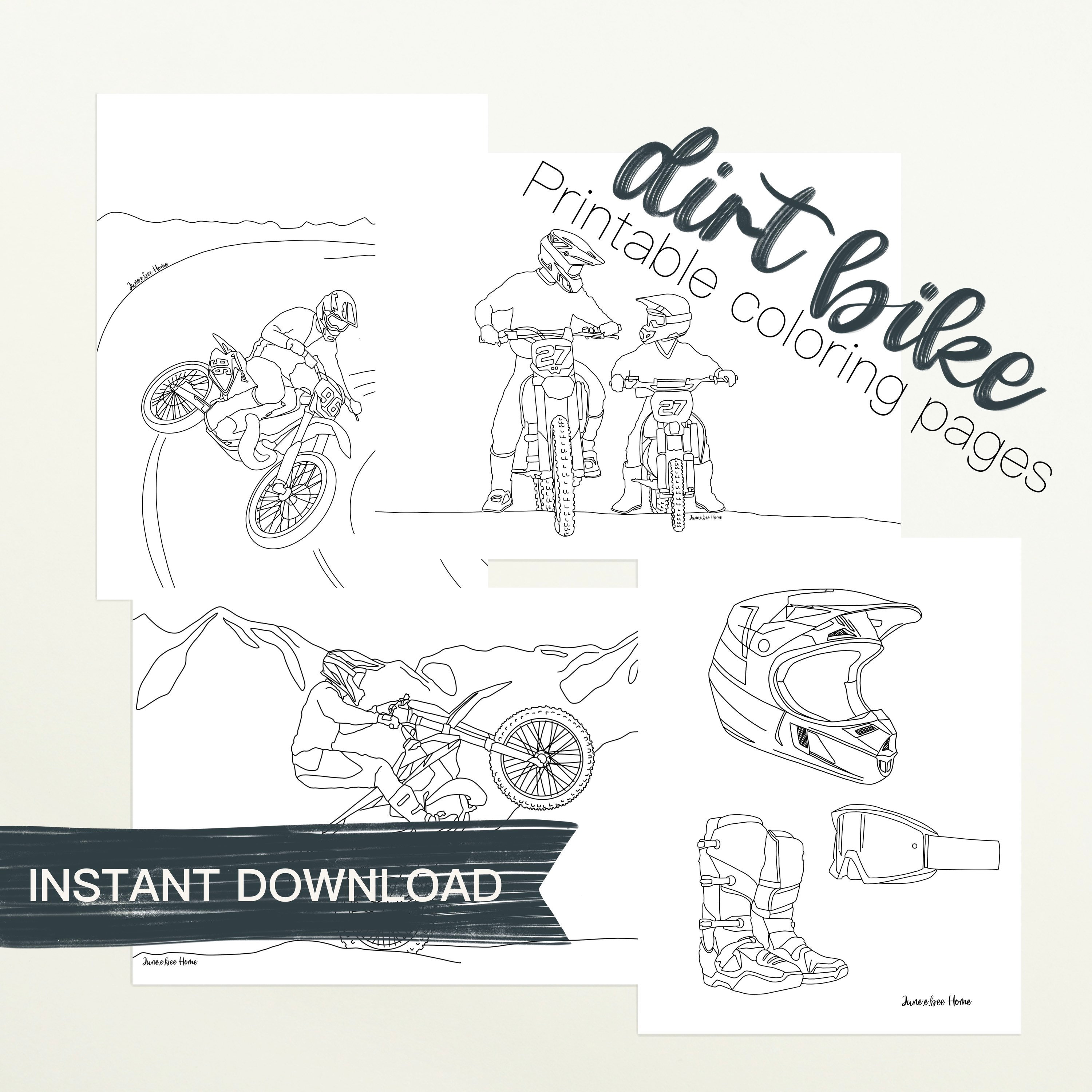 Dirt bike coloring pages dirt bike printables digital download