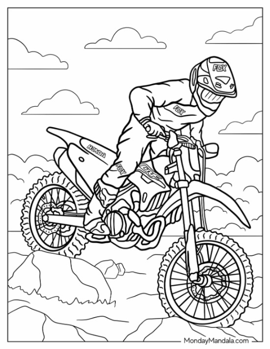 Dirt bike coloring pages free pdf printables