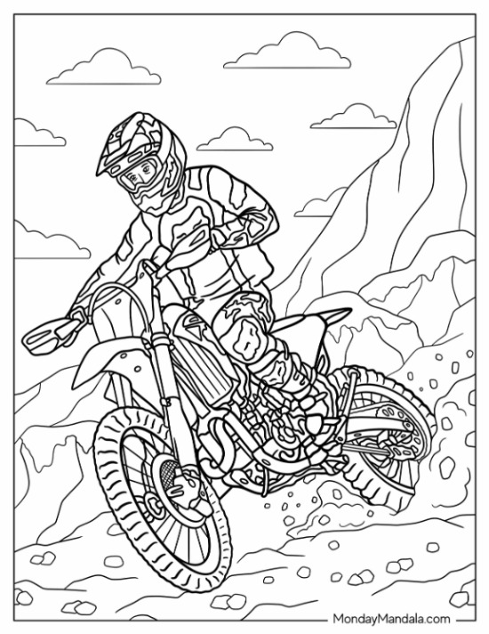 Dirt bike coloring pages free pdf printables