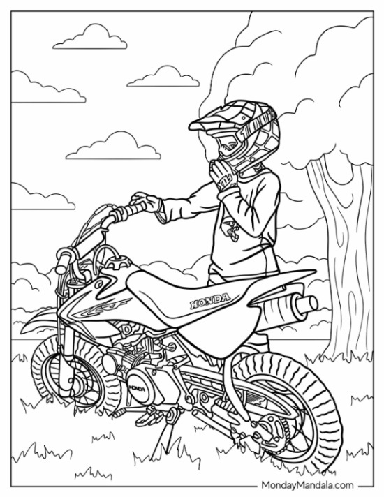 Dirt bike coloring pages free pdf printables