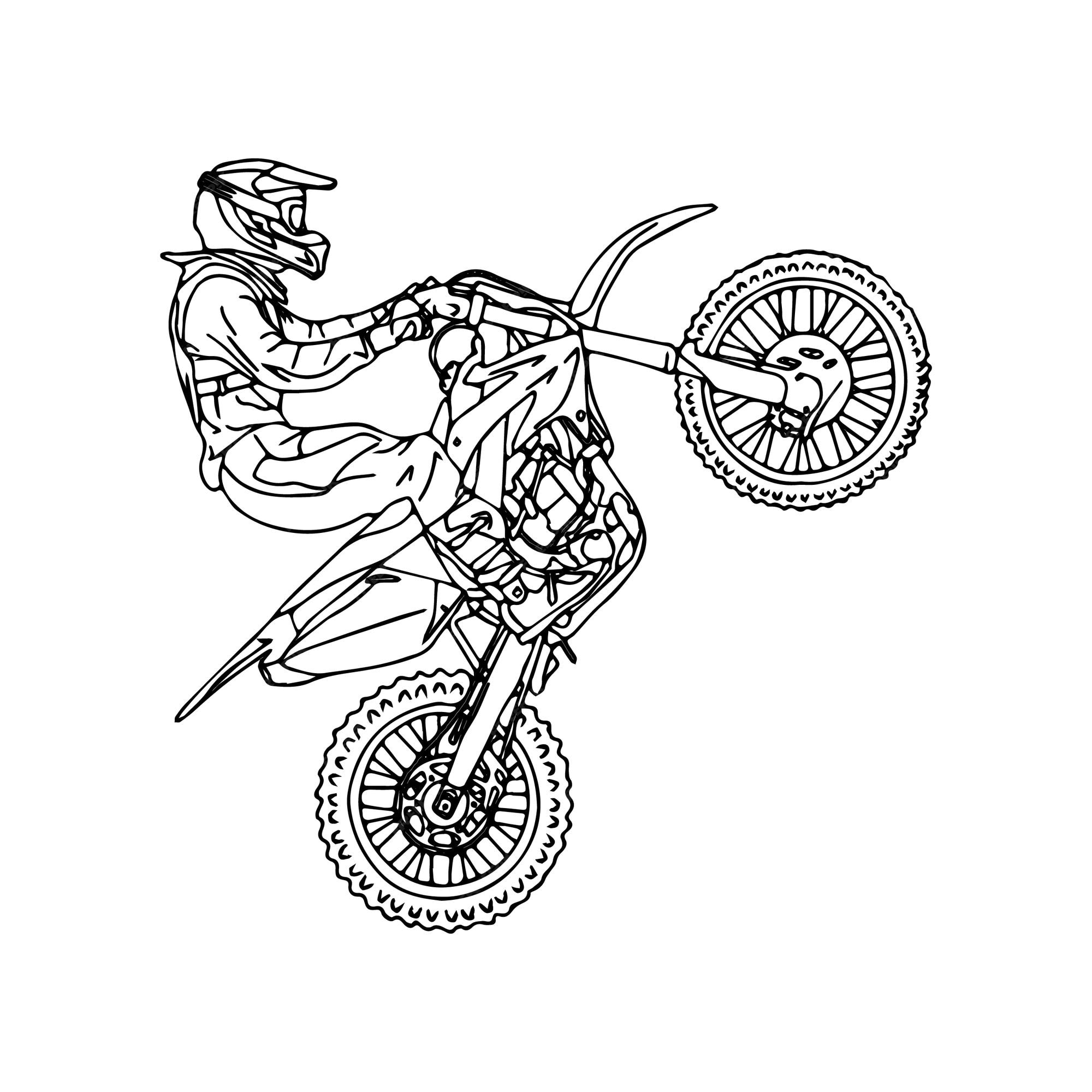 Premium vector hand drawn motorcycle line art kids for children coloring book