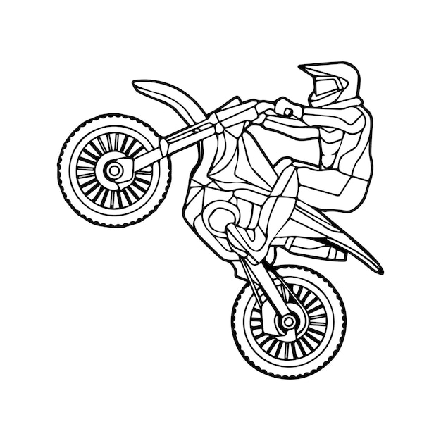 Premium vector hand drawn motorcycle line art kids for children coloring book