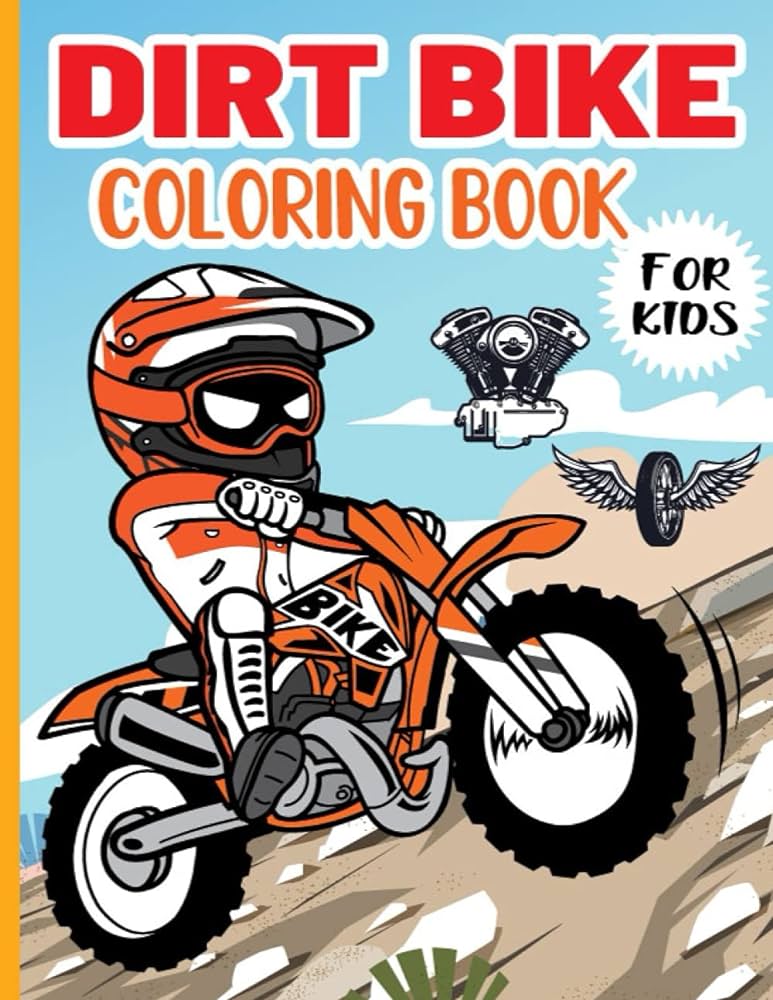 Dirt bike coloring book for kids dirtbike motorcycle sports lovers coloring pages for kids ages