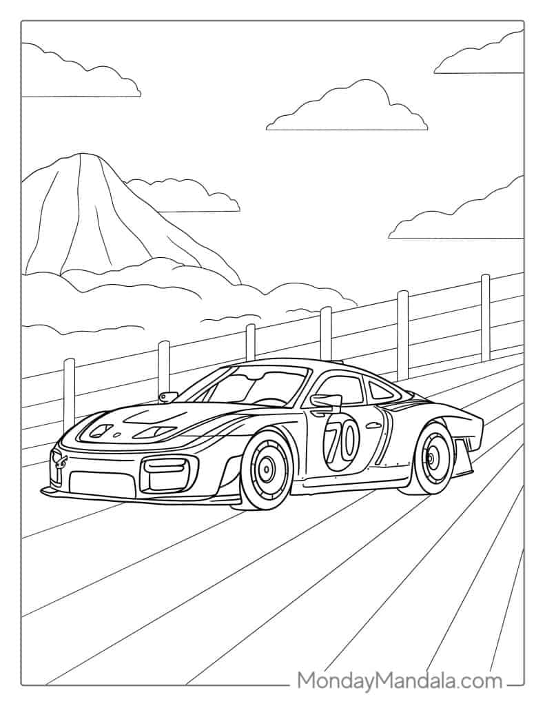 Race car coloring pages free pdf printables