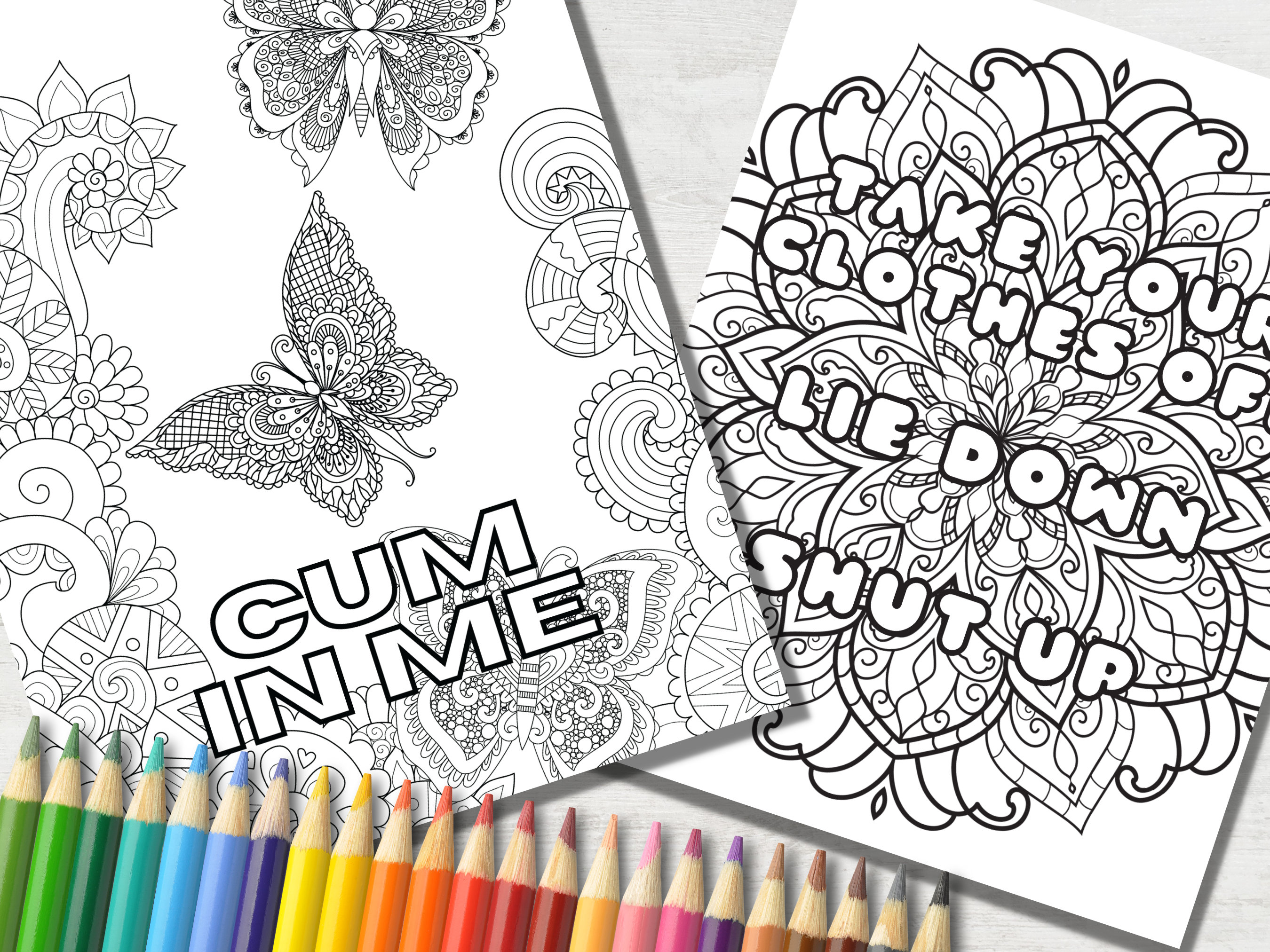 Dirty coloring pages for adults with naughty swear words and sexy phrases digital download printable adult colouring book