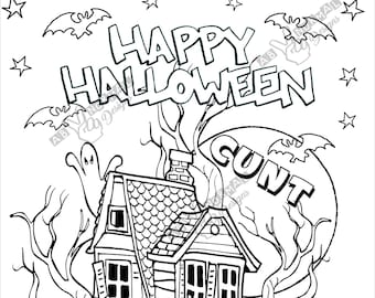 Funny halloween coloring page