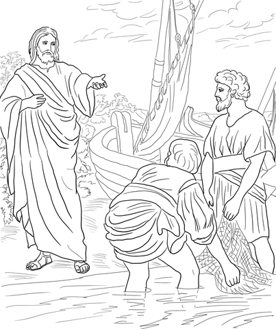 Jesus calls the first disciples coloring page free printable coloring pages