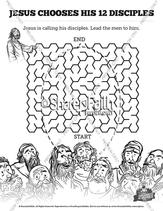 Jesus chooses his disciples bible mazes â