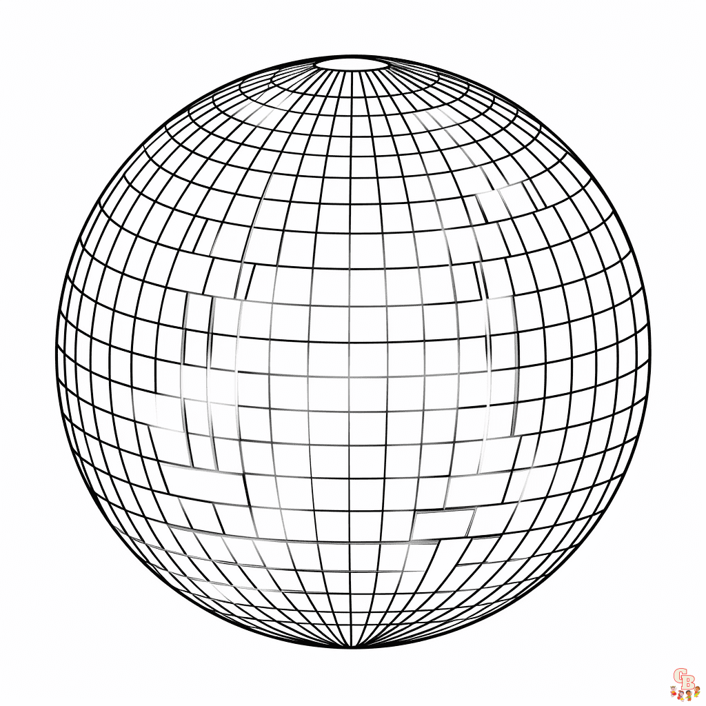 Printabe disco ball coloring pages free for kids and adults