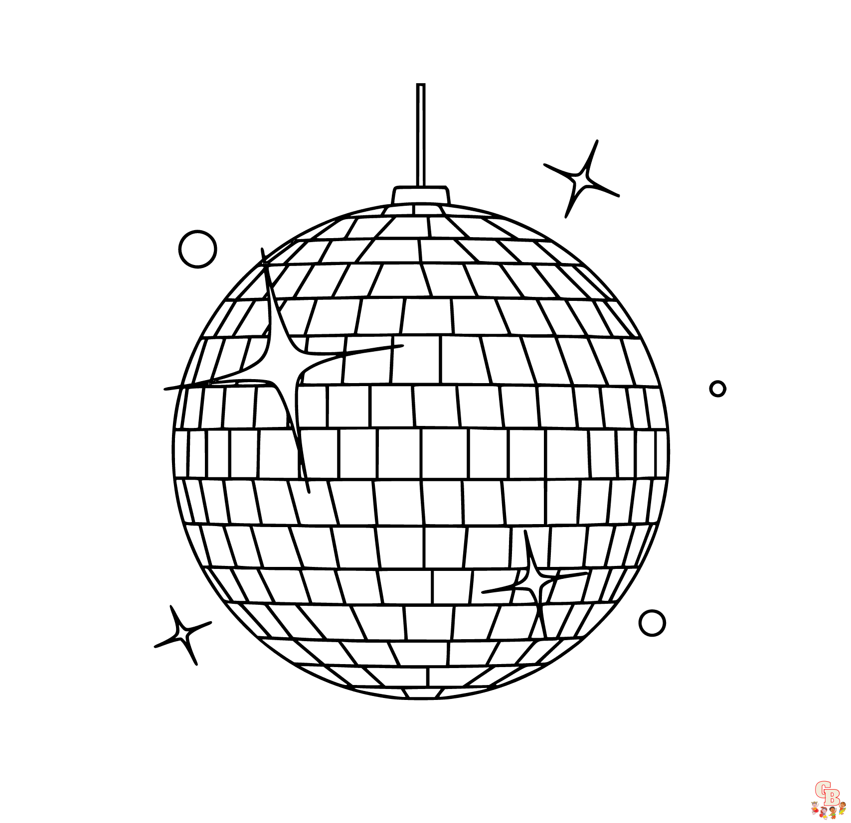 Printabe disco ball coloring pages free for kids and adults