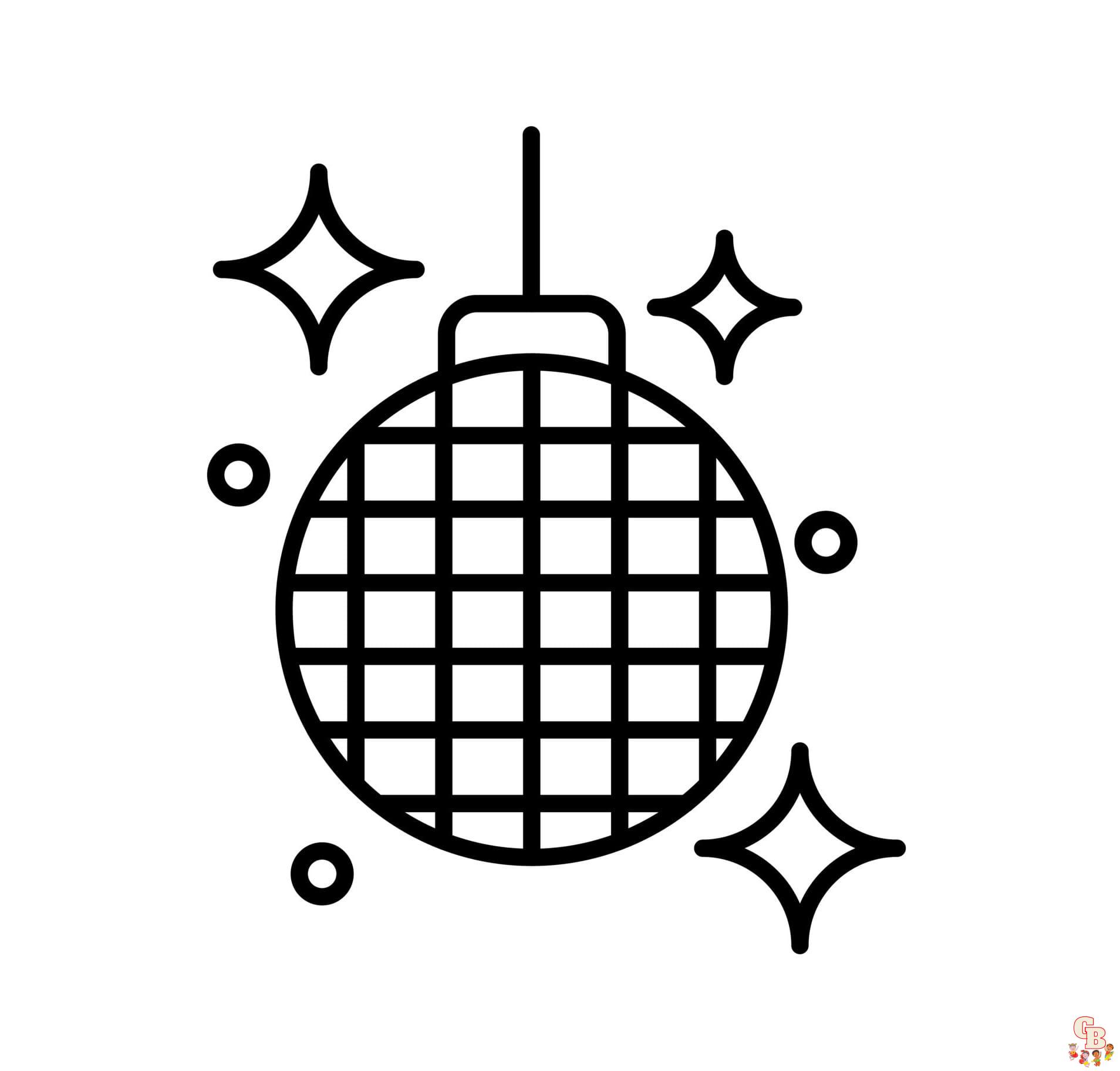 Printabe disco ball coloring pages free for kids and adults