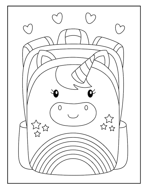 Premium vector school bag coloring pages for kids