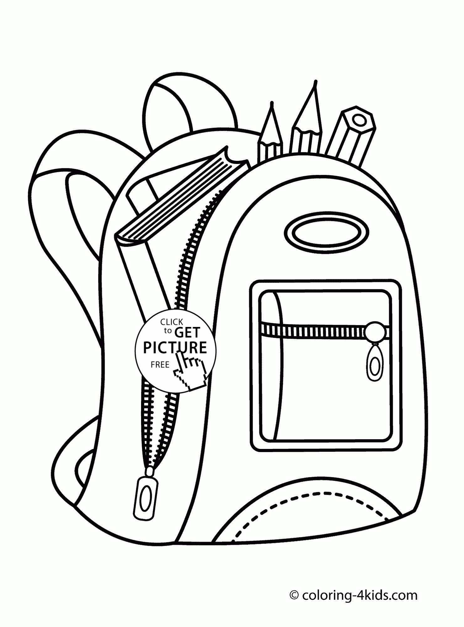 Backpack with school supplies loring page for kids back to school loring pages printables freâ school loring pages loring pages for kids loring pages
