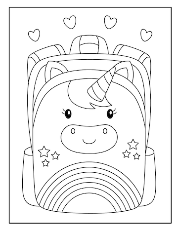 Premium vector school bag coloring pages for kids