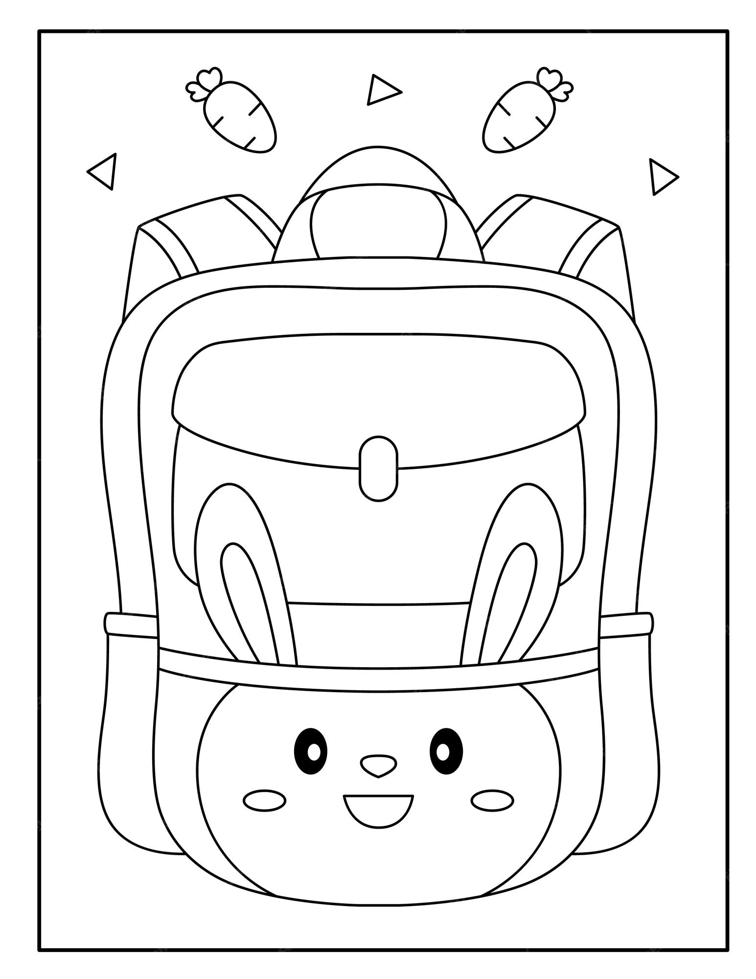 Premium vector school bag coloring pages for kids