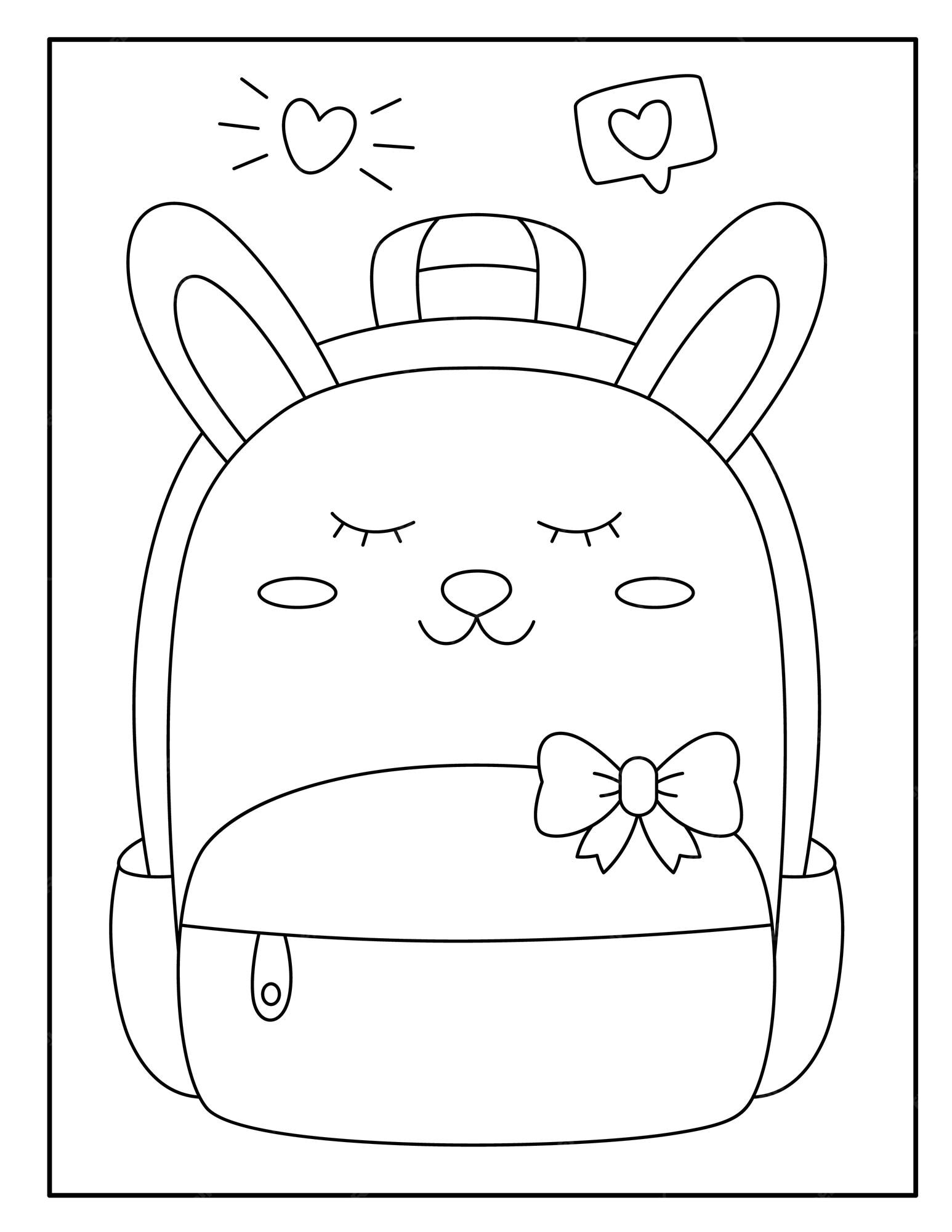 Premium vector school bag coloring pages for kids