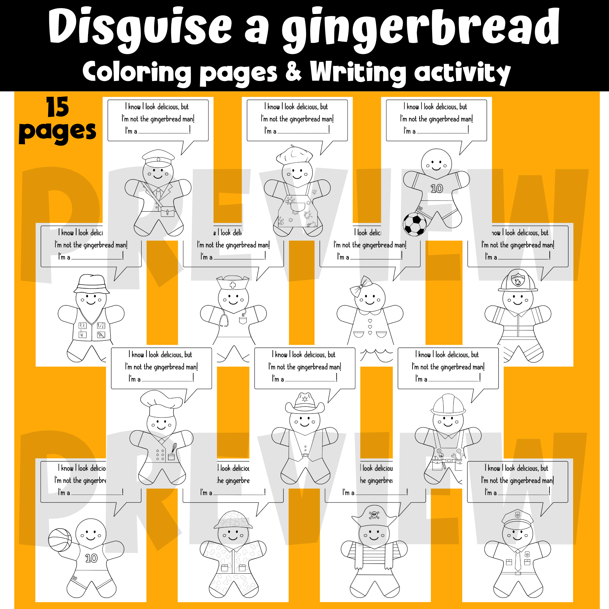 Disguise a gingerbread man project coloring pages writing activity templates made by teachers