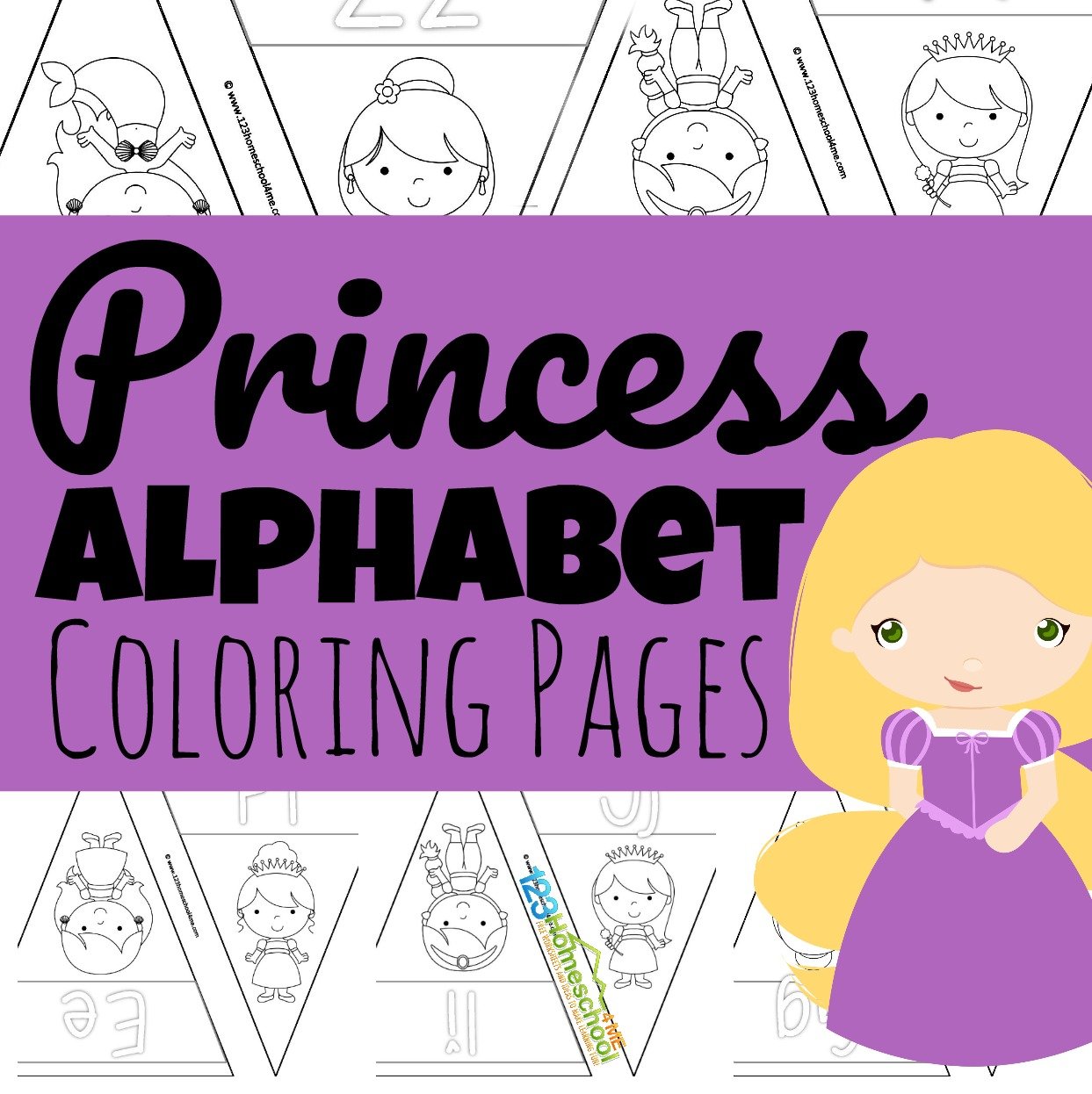Free disney princess alphabet printable coloring pages pennants