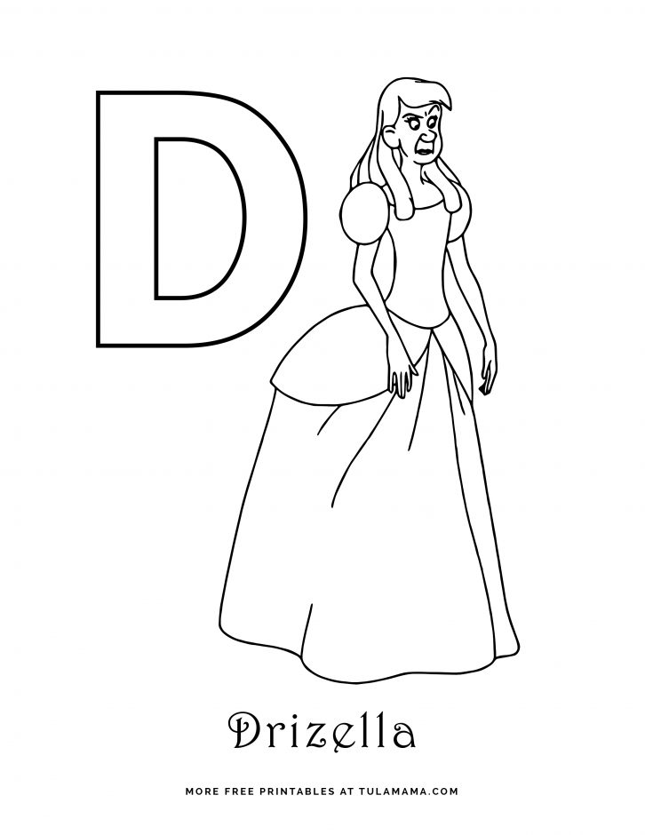 Free printable disney alphabet coloring pages