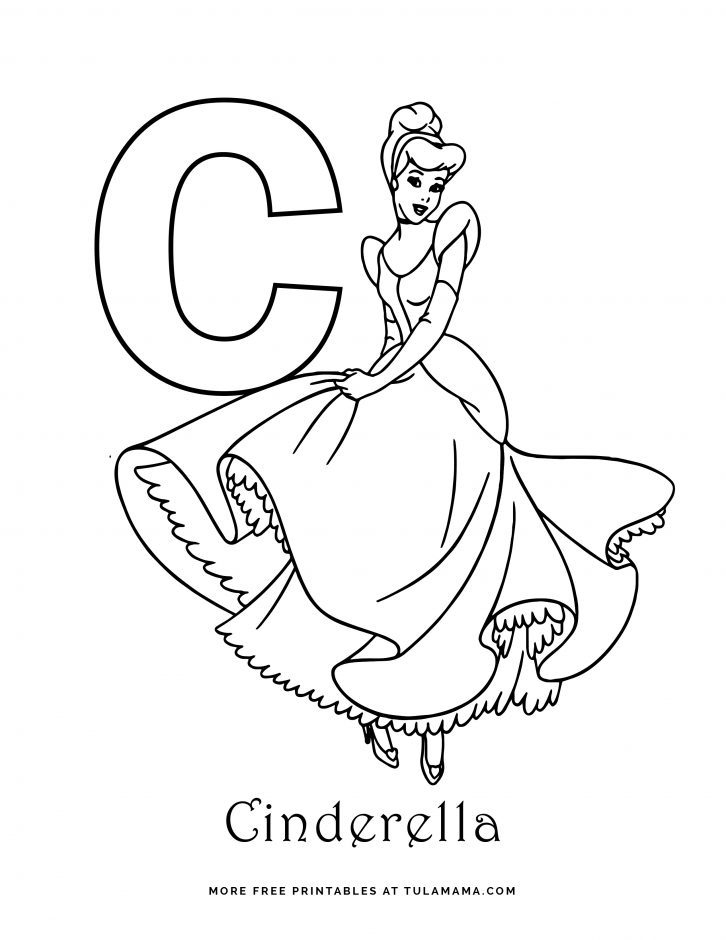 Free printable disney alphabet coloring pages