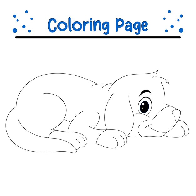Premium vector cute dog cartoon coloring page illustration vector animal coloring book page