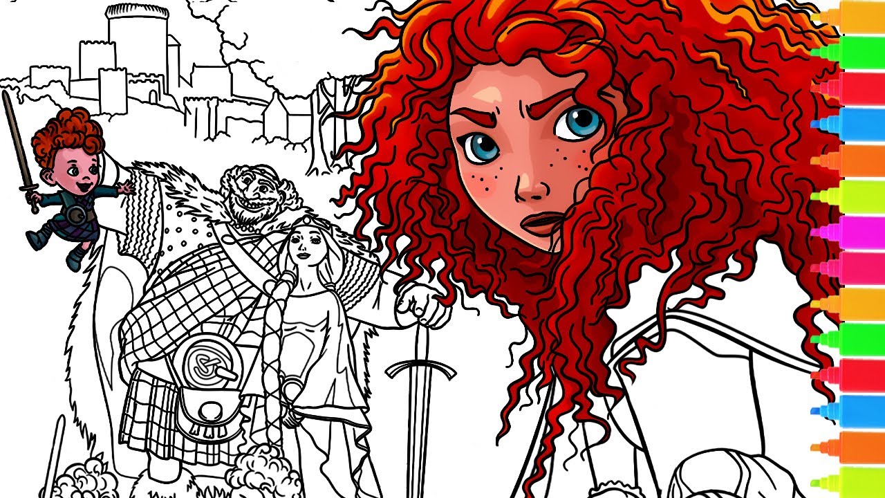 Coloring erida and her faily disney pixar brave coloring pages