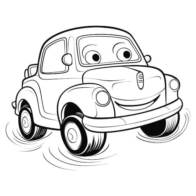 Premium vector hand drawn car clipart coloring book illustration