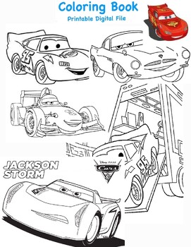 Disney pixar cars coloring pages collection pages pdf tpt